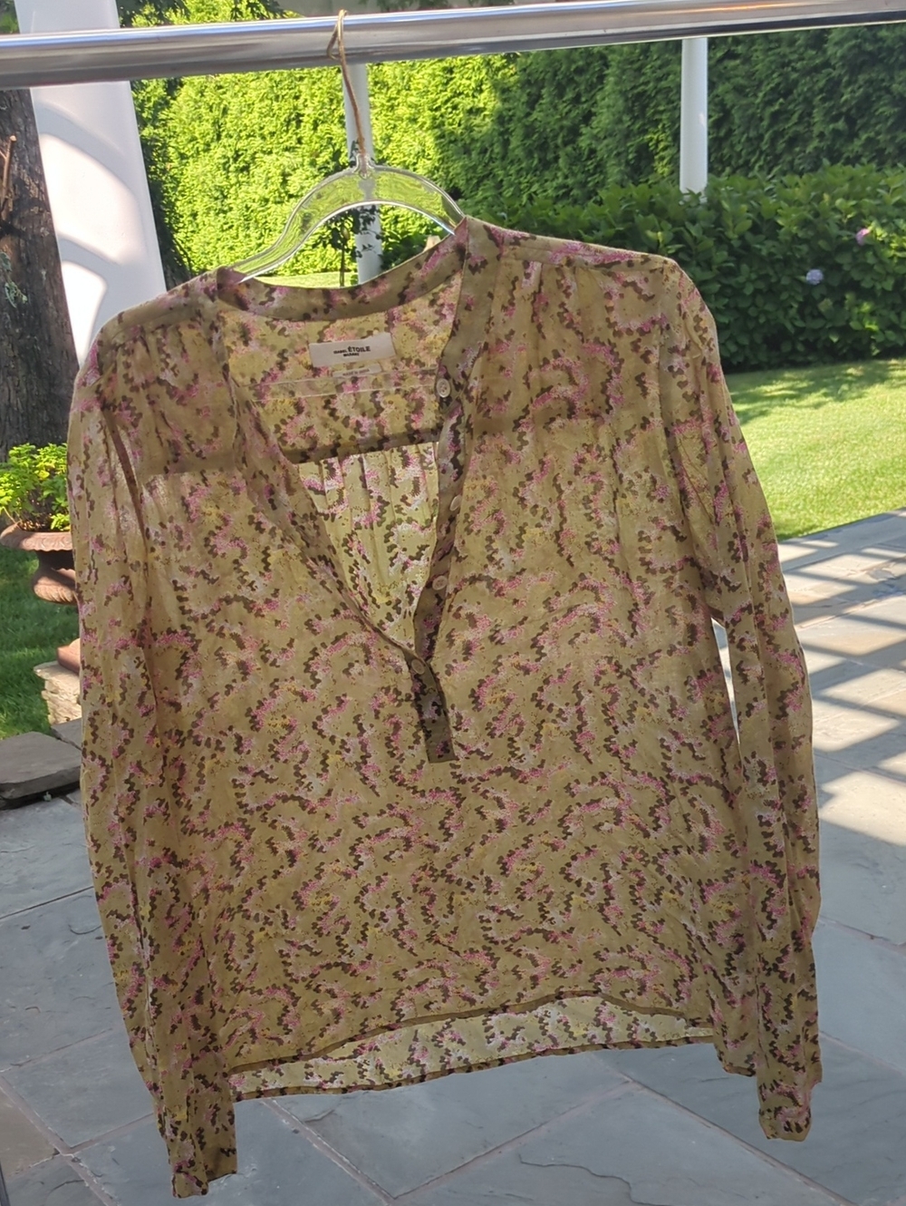 Isabel Étoile Marant Lightweight Olive Green Floral Blouse